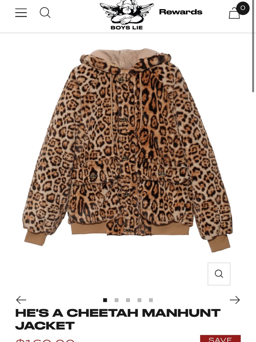 Boys Lie Leopard Print Faux Fur Hooded Jacket - Tan, Brown, Black